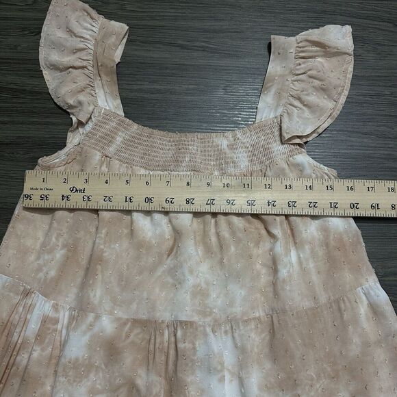 By the River Anthropologie Womens Dress S Peach Blush Tie Dye Swiss Dot Boho - Picture 10 of 16